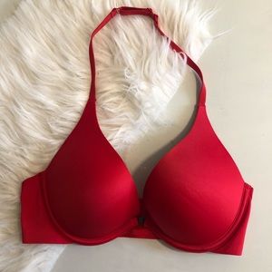 Victoria Secret Red Halter Front Clasp Bra